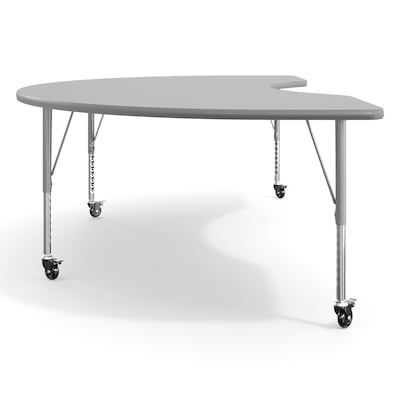 Flash Furniture Wren Kidney Activity Table, 96" x 48", Height Adjustable, Gray Top/Silver Frame (XUA4896KDGYTPC)