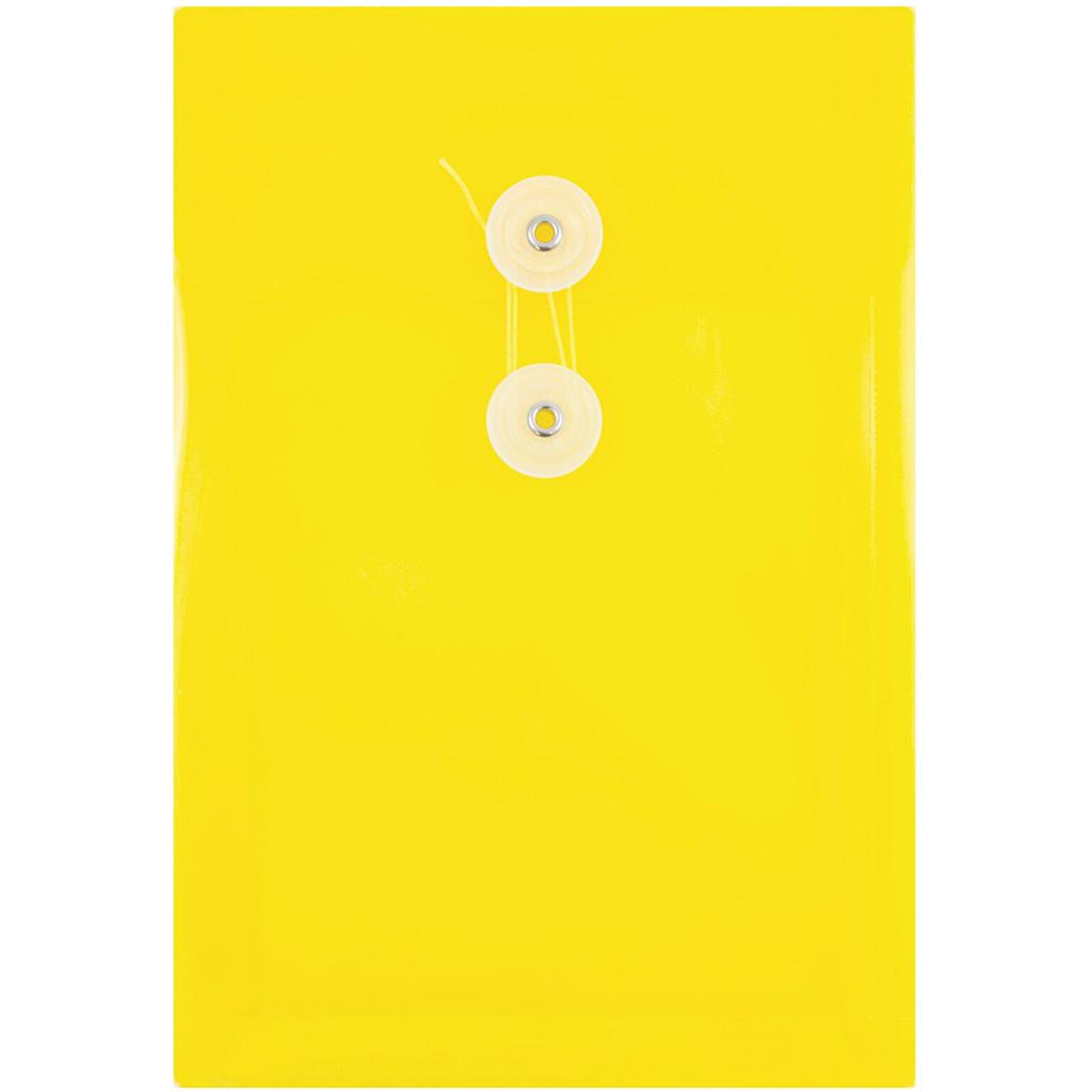 JAM Paper Premium Plastic Filing Envelope with Button & String Closure, Yellow, 3/Pack (472B1YEX3)