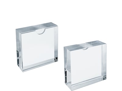 Azar Block Sign Holder, 3 x 3, Clear Acrylic, 2/Pack (104553-2PK)