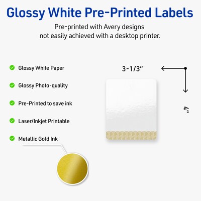 Avery Laser/Inkjet Rectangle Multipurpose Labels, 4 x 3-1/3, White, 40/Pack (S00-EWT)