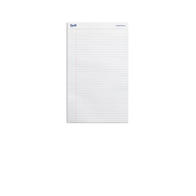 Quill Brand® Standard Series Legal Pad, 8-1/2" x 14", Wide Ruled, White, 50 Sheets/Pad, 12 Pads/Pack (742330)