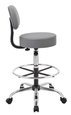 Boss Office Products Caressoft Medical/Drafting Stool w/ Back Cushion (B16245GY)