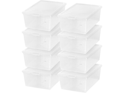 Iris 13.5 Qt. Snap Lid Storage Tote, Clear, 8/Pack (500075)