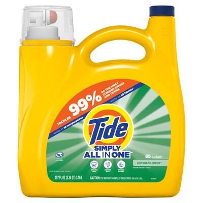 Tide Simply HE Liquid Laundry Detergent, Daybreak Fresh Scent, 85 Loads, 107 oz. (26837)