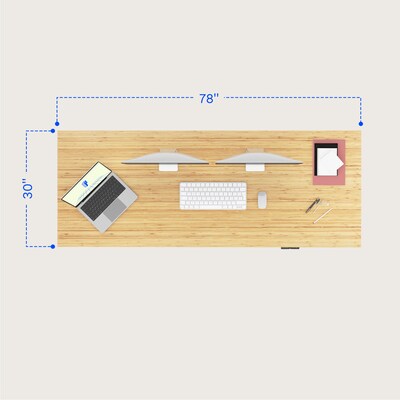 FlexiSpot E7 Pro 78"W Electric Adjustable Standing Desk, Bamboo/White (E7WPRO7830LBZB)
