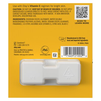 Olay Cleansing Melts + Vitamin C Face Wash & Cleanser for All Skin Types, 12 Pads/Pack (21002)