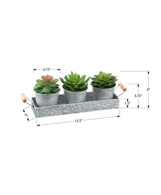 Monarch Specialties Inc. 6" Artificial Succulent in Pot, 3/Set (I 9372)