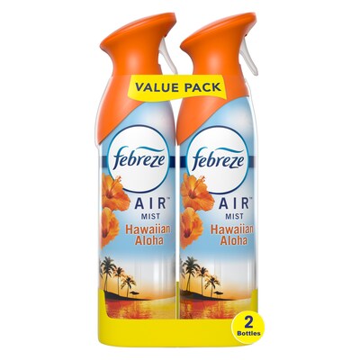 Febreze Odor-Fighting Air Freshener Spray, Hawaiian Aloha Scent, 8.8 oz., 2/Pack (97794)