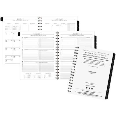 2027 AT-A-GLANCE Executive 8.75 x 6.5 Weekly & Monthly Appointment Book Refill, White/Black (70-908-10-27)