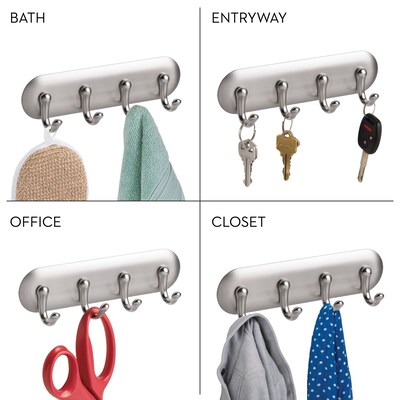 iDESIGN Wall Rack, Brushed Nickel, ABS, 4/Pack (28133M4)
