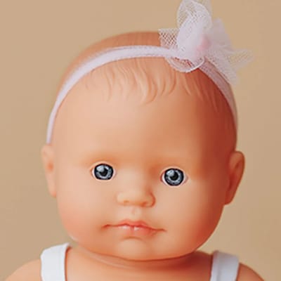 Miniland My Friends & Me Vinyl Caucasian Girl Baby Doll, 8.25", Multicolored (MLE33001)