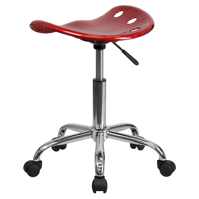 Flash Furniture Vibrant Tractor Seat and Chrome Stool, Wine Red