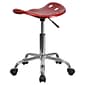 Flash Furniture Vibrant Tractor Seat and Chrome Stool, Wine Red