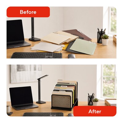 TRU RED™ 5-Compartment Metal Mesh File Organizer,  Matte Black (TR57554)