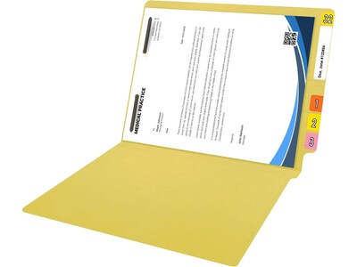 Medical Arts Press Reinforced End Tab File Folder, Straight Cut, Letter-Size, Yellow, 50/Box (S-01501-YLW)