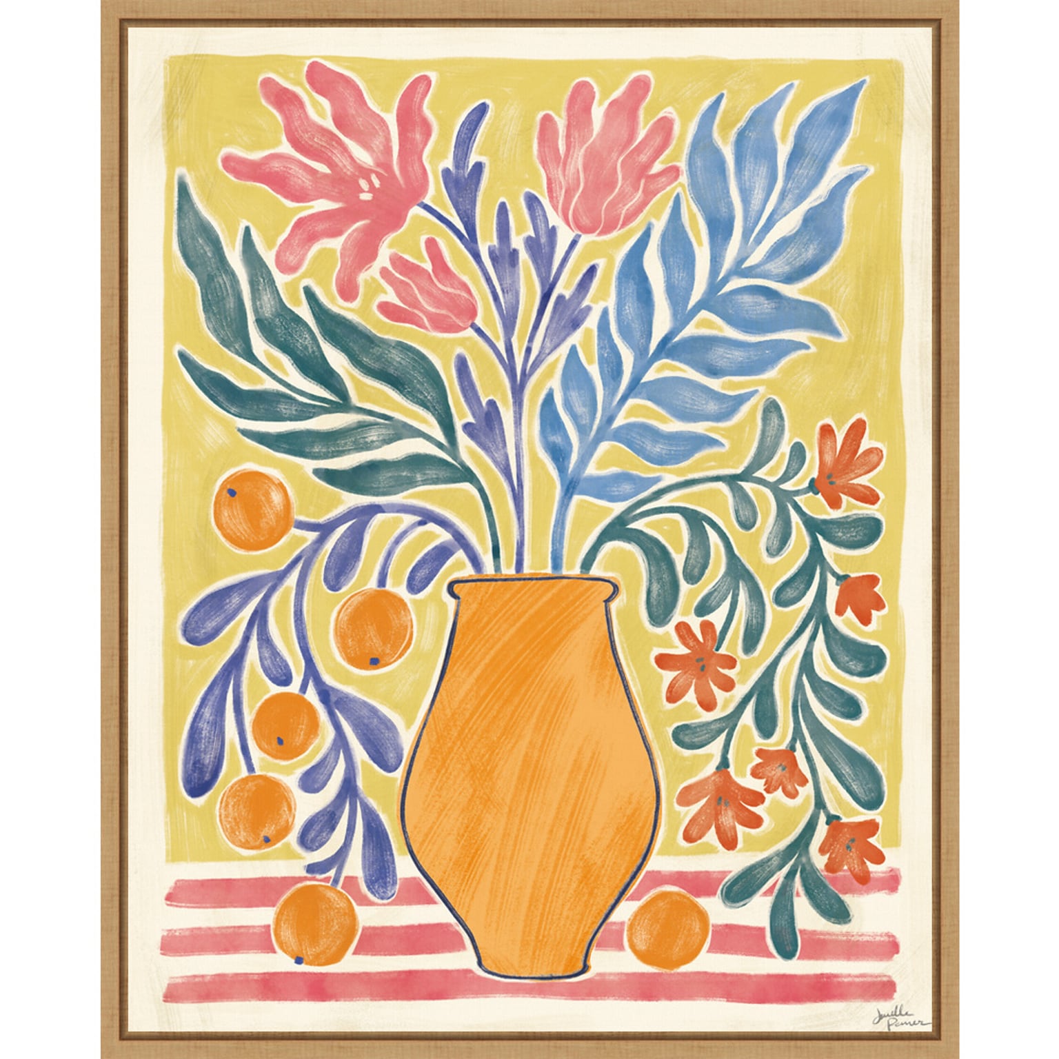 Amanti Art Cyprus and Orange Still Life V by Janelle Penner Framed Canvas Wall Art Print, 23 x 28 (A42677521108)