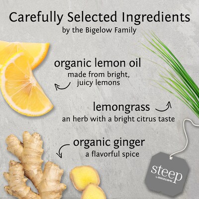 Steep Café Organic Lemon Ginger Herbal Tea, 50 Count(RCB19968)