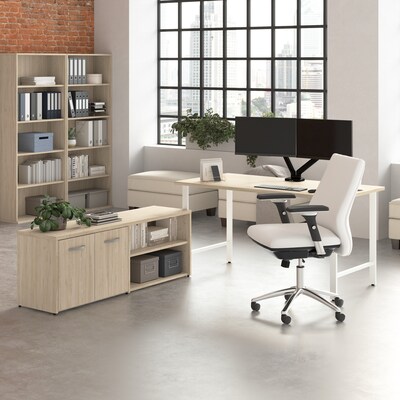 Bush Business Furniture Hustle 60W Computer Desk and Low Storage Cabinet with Doors and Shelves, Na