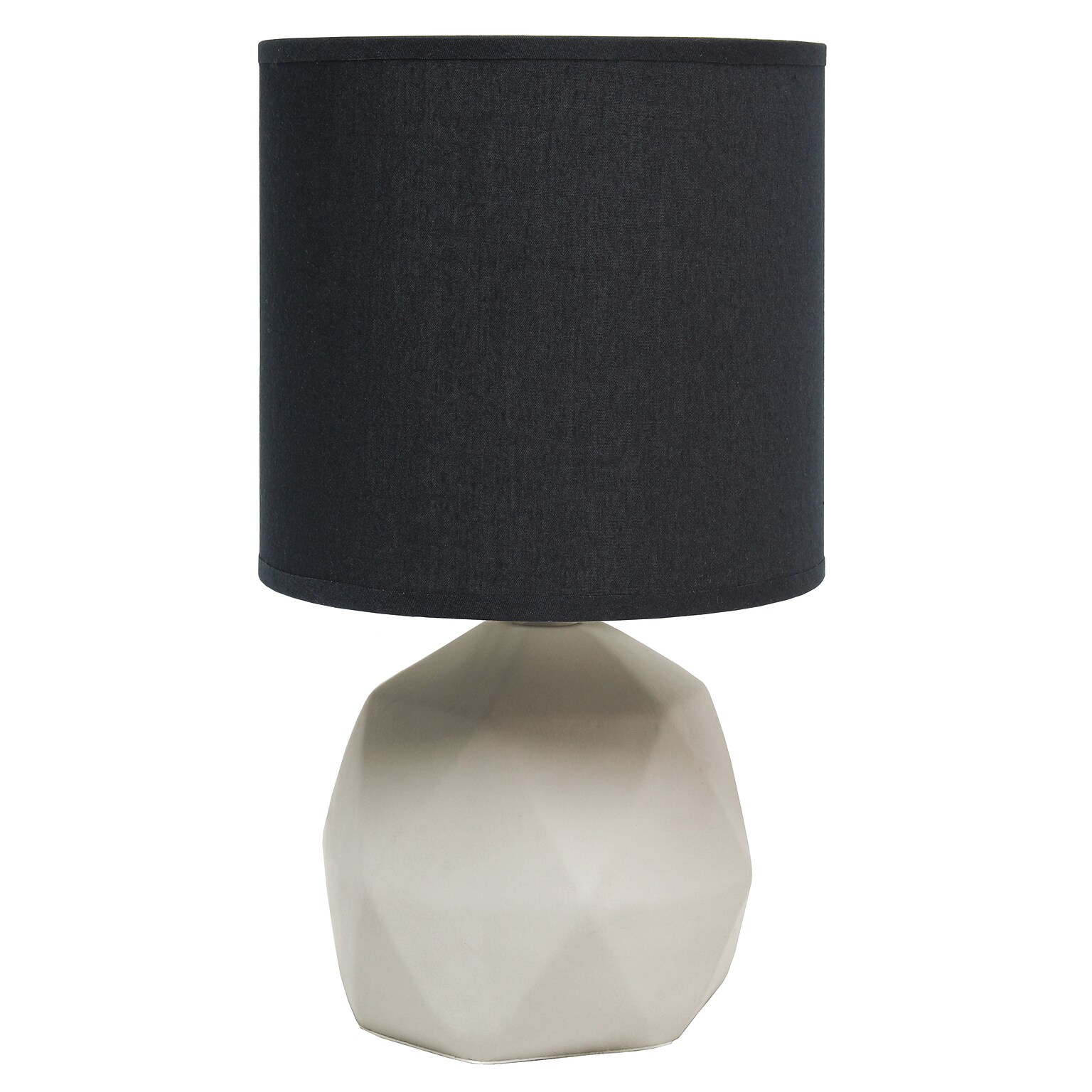 Simple Designs Geometric Concrete Lamp, Black (LT2060-BLK)