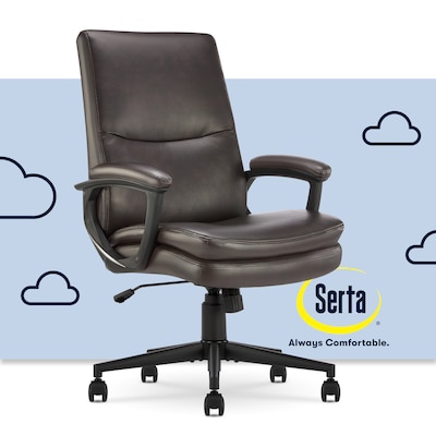 Serta Comfort Modern Ergonomic Bonded Leather Swivel Executive Chair, Brown (CHR10132B)