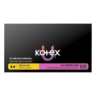 U by Kotex Security Lightdays Liner, Unscented, 120/Pack (58318)