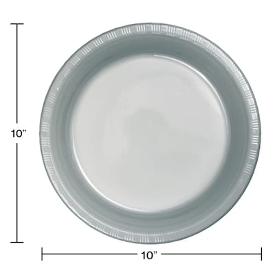 Creative Converting Touch of Color Plastic Banquet Plates, Shimmering Silver, 240/Carton (28106031)