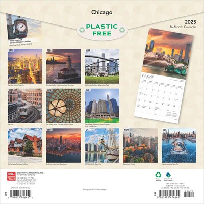 2025 BrownTrout Chicago 12 x 24 Monthly Square Wall Calendar, (9781975474645)