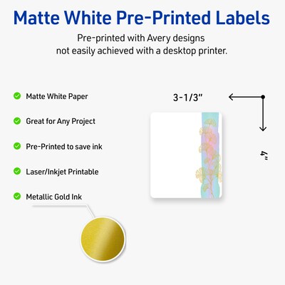 Avery Laser/Inkjet Rectangle Multipurpose Labels, 4 x 3-1/3, White, 40/Pack (S00EVD)