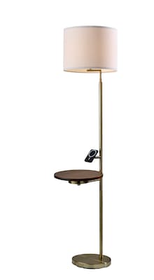 Adesso Joel 60H Antique Brass Floor Lamp with White Textured Fabric Shade (2622-21)