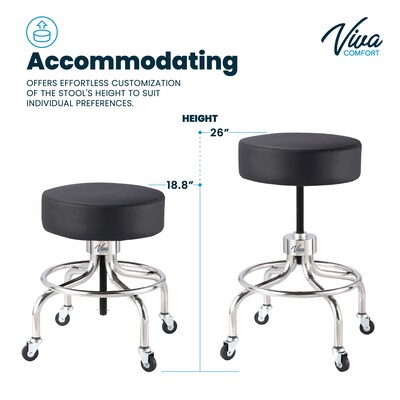Viva Comfort Armless Vinyl Medical and Lab Stool, Black (ADI910-02-BLK-MK)