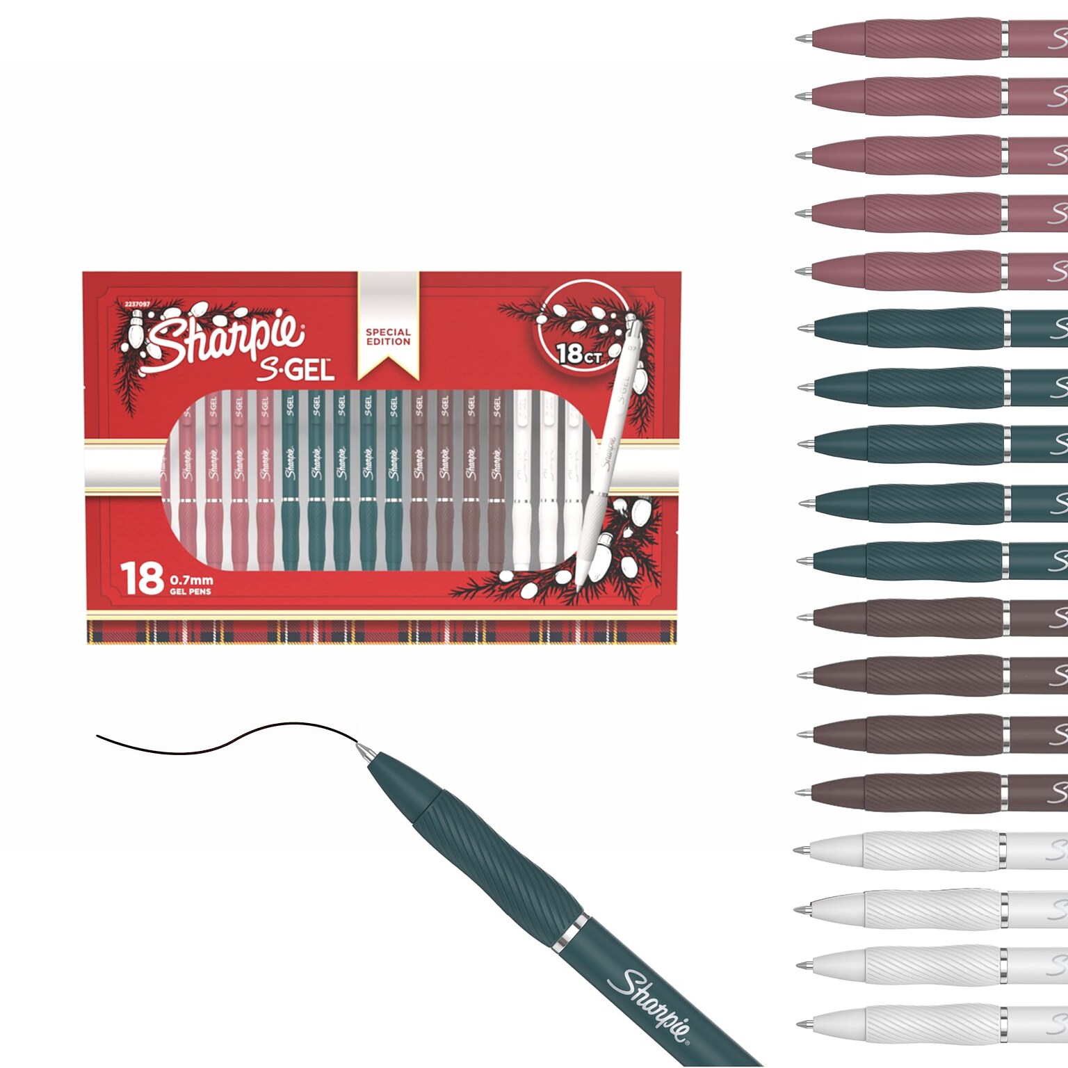 Sharpie S-Gel Special Edition Retractable Pens, Medium Point, 0.7mm, Assorted Ink Colors, 18/Pack (2237097)