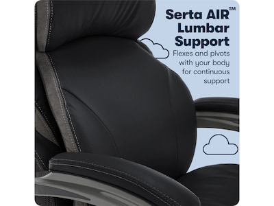 Serta Big & Tall Ergonomic Bonded Leather Swivel Executive Chair, Black (44954)