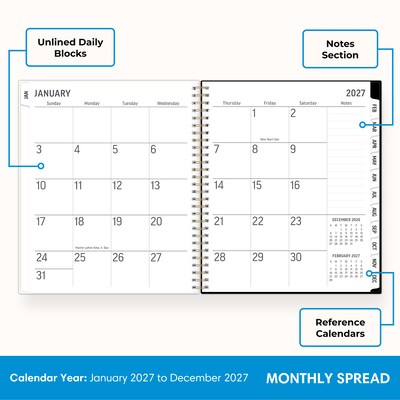 2027 Blue Sky 8 x 10 Monthly Planner, Green (164028)