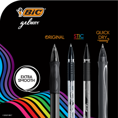 BIC Gel-ocity Stic Gel Pens, Medium Point, 0.7 mm, Assorted Colors, 14/Pack (RGSMP14-AST)