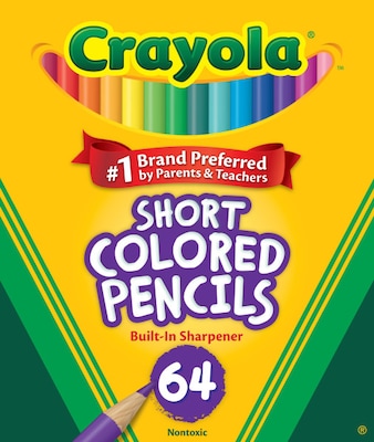 Crayola Short Kids Colored Pencil, Assorted Colors, 64 Pencils/Box (DCD-718360)