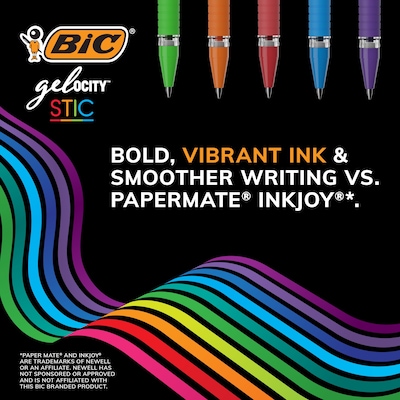 BIC Gel-ocity Stic Gel Pens, Medium Point, 0.7 mm, Assorted Colors, 14/Pack (RGSMP14-AST)