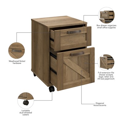 Bush Furniture Knoxville 2-Drawer Mobile File Cabinet, Reclaimed Pine CGF116RCP-03)