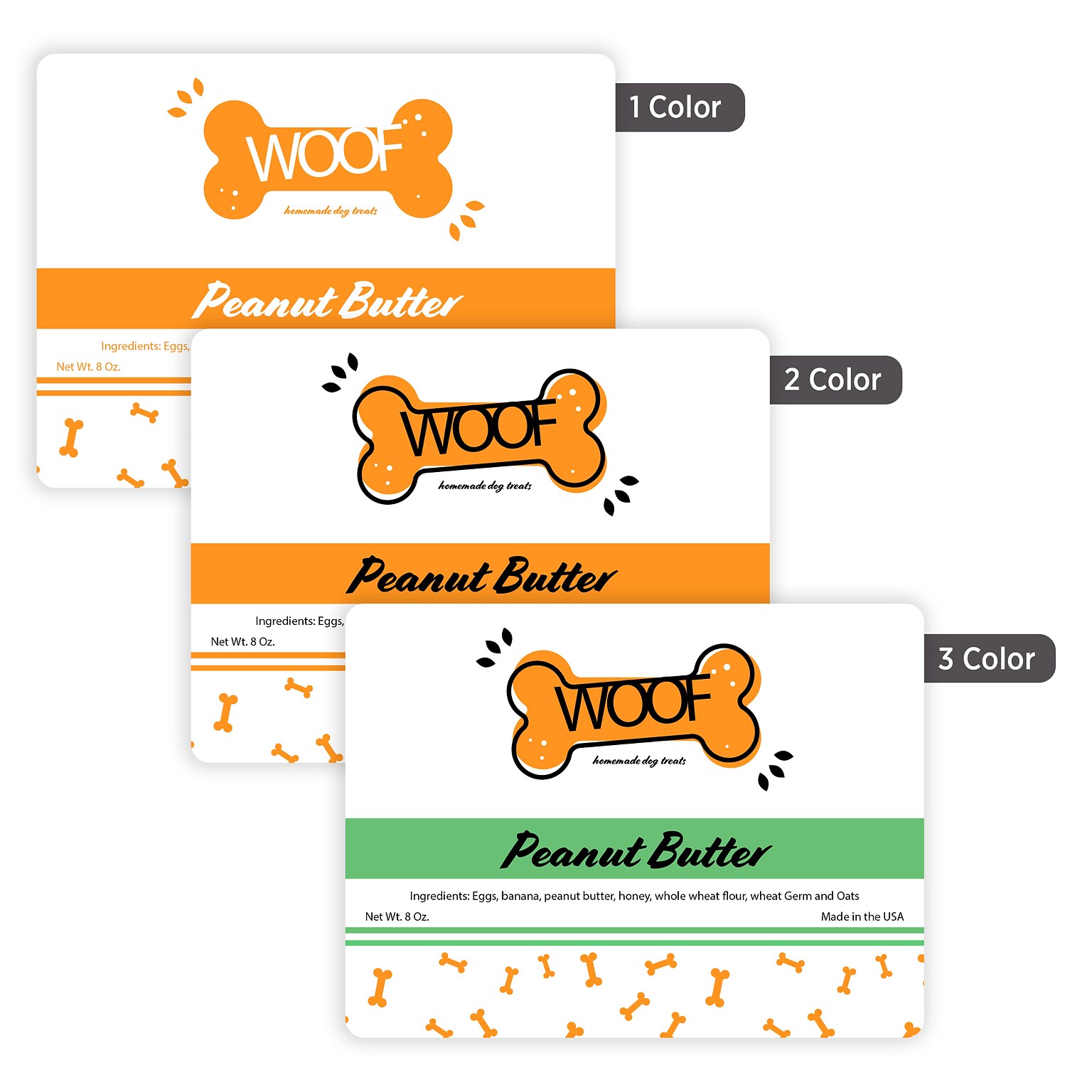 Custom Print Advertising Label, 3 x 4 Rectangle, 1 Standard Color, 1-Sided, 250 Labels/Roll