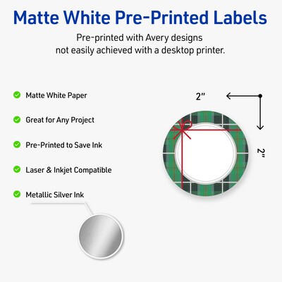 Avery Circle Multipurpose Labels, 2 Dia., White, 120/Pack (19479370410)