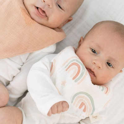 Crane Baby Parker Muslin Bib Set, 3-Piece, Rainbow/Butterfly (BC-100BS-2)