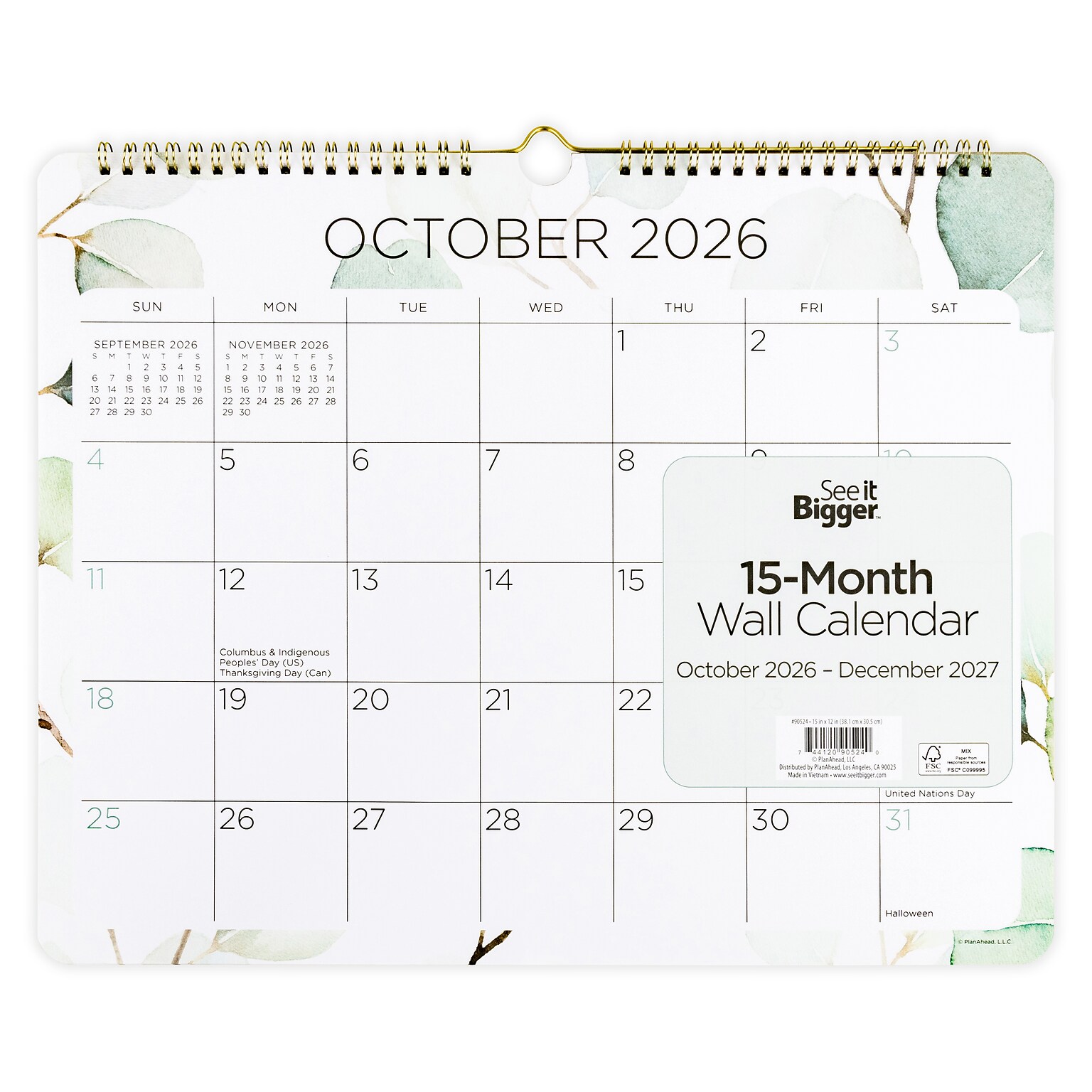 2026-2027 Overland Travelware 15 x 12 Monthly Wall Calendar (90524)