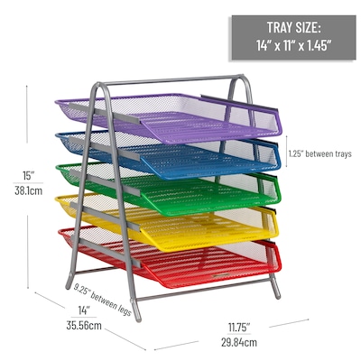 Mind Reader 5-Compartment Metal Desk Tray, Multicolored (5TPAPER-ASST)