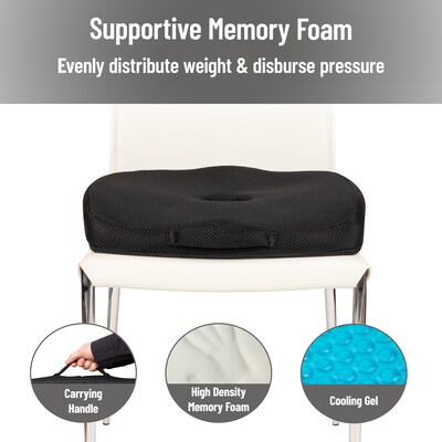 Mind Reader Memory Foam with Gel Core Office Chair Ergonomic Orthopedic Cushion, Black (GELCUSH-BLU)