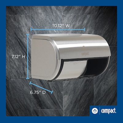 Compact 2-Roll Side-by-Side Coreless Toilet Paper Dispenser by GP PRO, Stainless (56798)