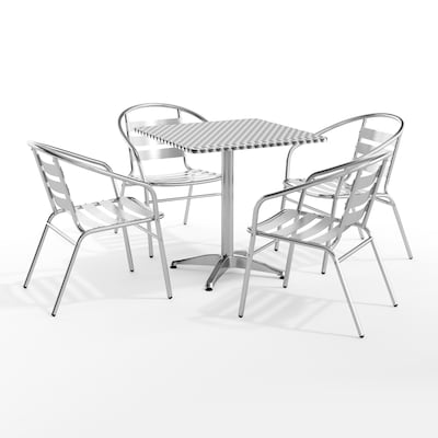 Flash Furniture Lila Indoor-Outdoor Table Set with 4 Slat Back Chairs, 27.5, Aluminum (TLH28SQ017BCHR4)