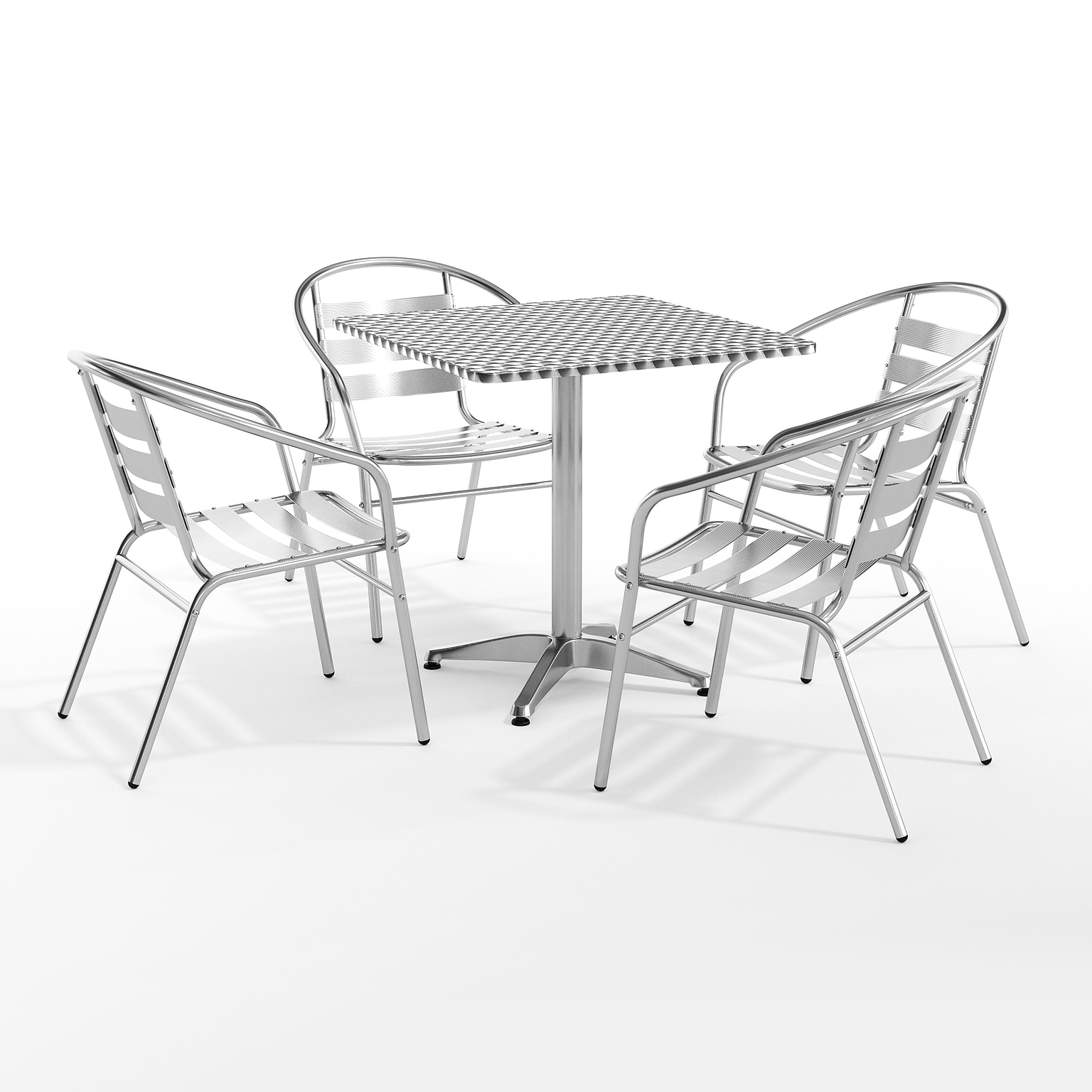 Flash Furniture Lila Indoor-Outdoor Table Set with 4 Slat Back Chairs, 27.5, Aluminum (TLH28SQ017BCHR4)