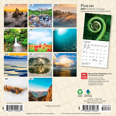 2027 BrownTrout Psalms 7 x 7 Monthly Wall Calendar (9798330709632)