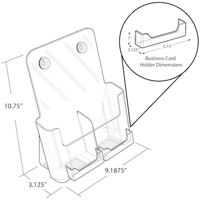 Azar 8.5" x 11" Brochure Holder, Desktop/Countertop, Vertical/Horizontal, Acrylic, Clear, 2/Pack (252387-2PK)