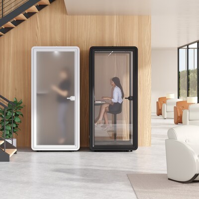 FlexiSpot NeoPod Modular Series 1-Person Privacy Booth with Switchable Privacy Glass, Black (P1F3B-Pro)