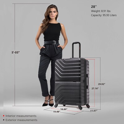 InUSA Aurum 29.92" Hardside Suitcase, 4-Wheeled Spinner, TSA Checkpoint Friendly, Black (IUAUR00L-BLK)